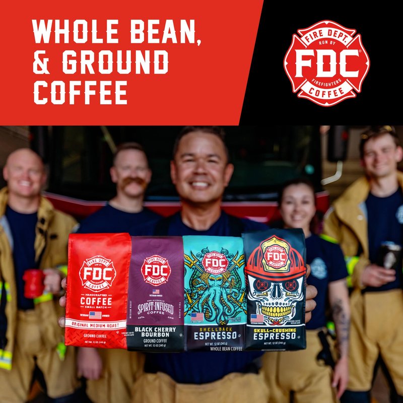 Fire Department Coffee - Gives Back to Firefighters - Full-Bodied & Bold Skull Crushing Espresso Coffee Beans - Roasted in the USA - Premium Espresso Beans - Veteran Owned - Bulk 5 LB
