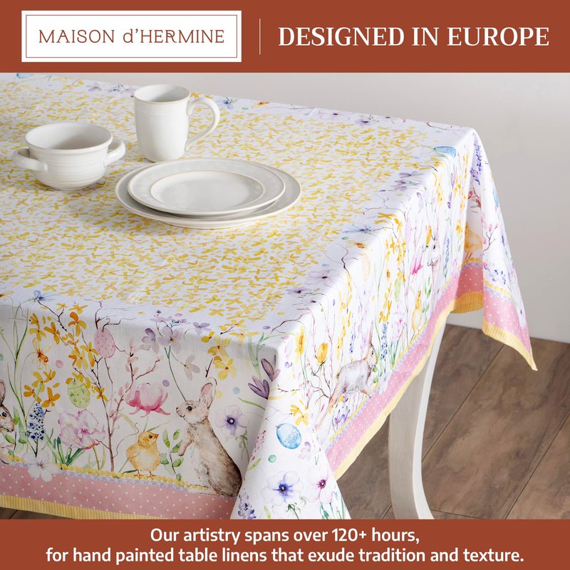Maison d' Hermine Table Cloth Square Table 100% Cotton 54 x 54 Inches Tablecloth Reusable Decorative for Dining Kitchen Room Farmhouse Home Gifts for Mothers Day Spring Summer - Easter Zest