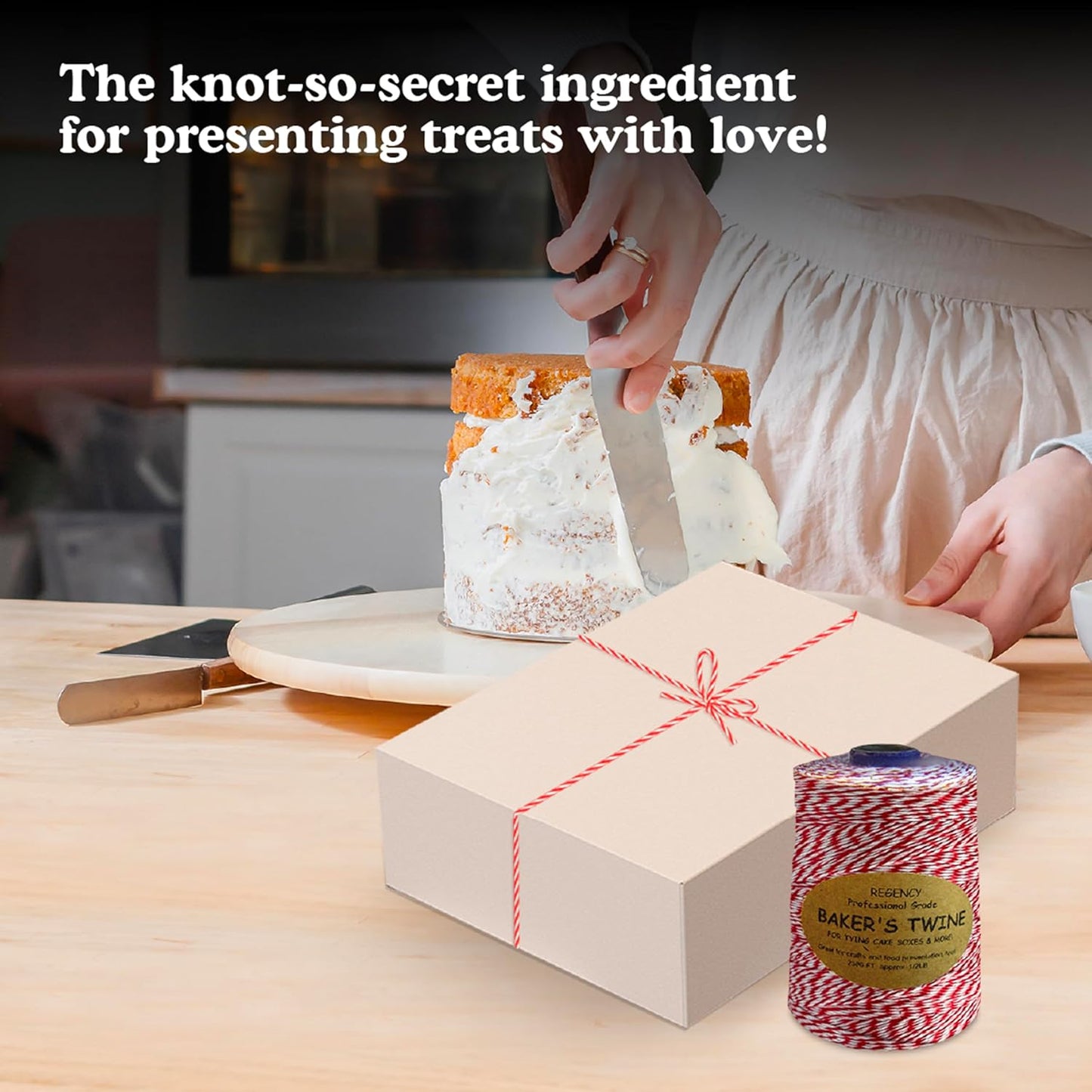 Baker's Twine Cone - 2300 ft Colorful String for Pastry Boxes, Gifts & Crafts - Blue/White