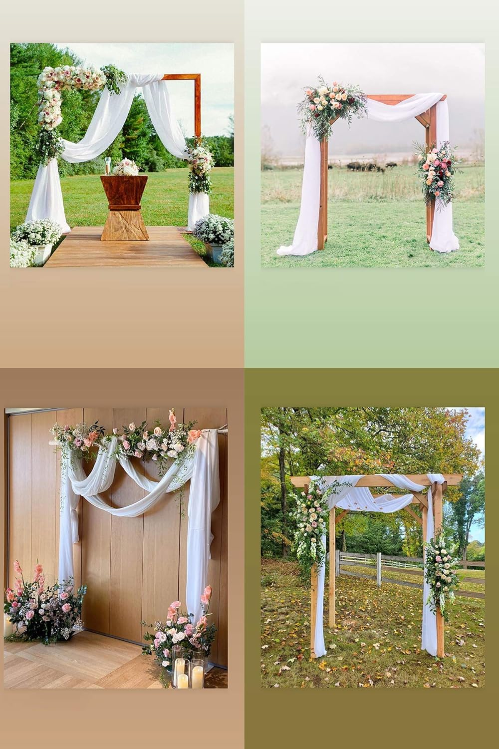 Socomi Wedding Arch Draping Fabric - 1 Panel 29" x 19Ft White Sheer Chiffon Curtain for Events