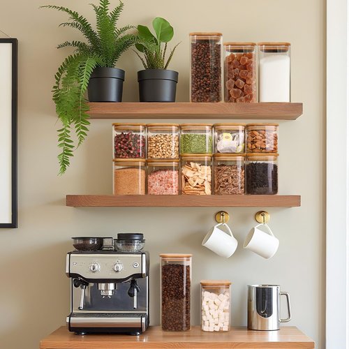 ComSaf Glass Food Storage Jars Set of 9 - Clear Containers with Lids for Pantry Organization | Ideal for Spices, Oats, Coffee, and Sugar
