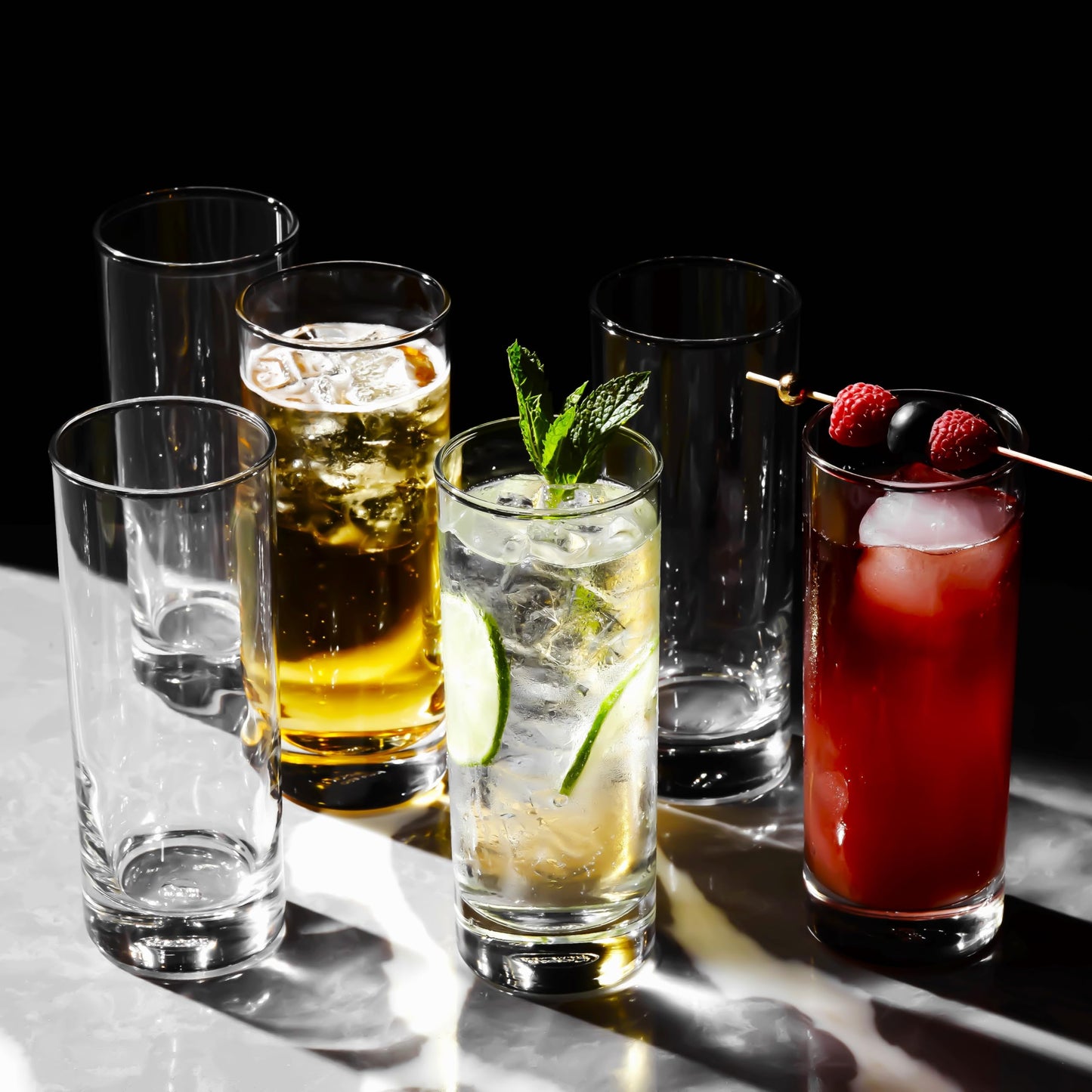 LEMONSODA Highball Glass Set | 12oz Set of 6 | Lead-Free Glass with Heavy Base | Dishwasher Safe Cocktail Glasses for Mojito Whiskey Iced Tea | Gift Box Included | Modern Durable Bar Glassware