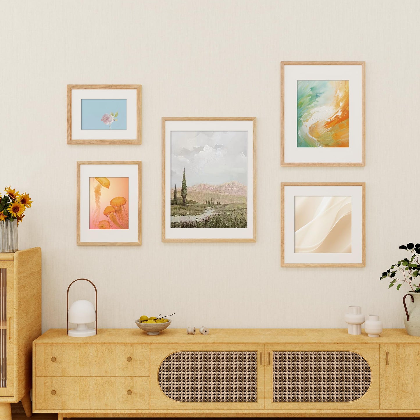 Fun Memories 20x26 Oak Picture Frame for Wall, 20x26 Frame with Matted to 16x22, Solid Wood Picture Frames for Wall Art Photo and Prints (Natural, 1 Pack)