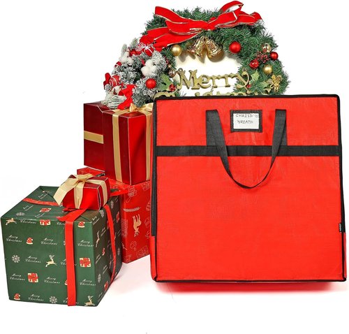 HOMEST Christmas Wreath Storage Bag - Durable, Zippered Organizer with Reinforced Handles | 24" Protection Against Dust & Pests