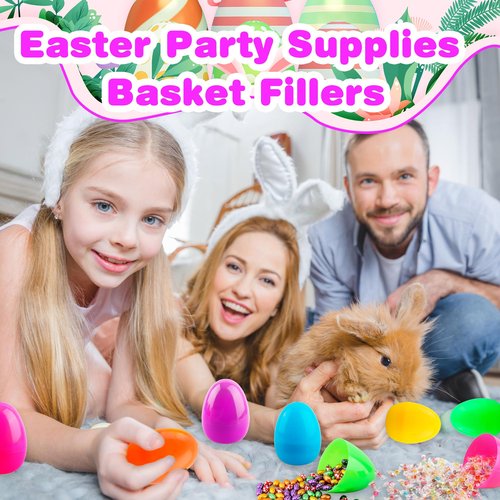4 Inch Plastic Fillable Easter Eggs 36/54/ 66/78 pcs Large Colorful Easter Egg Big Flat Bottom Eggs Bulk for Easter Basket Fillers Egg Hunt Party Supplies (66 Pcs (6 Color) - Flat Bottom (4 Inch))