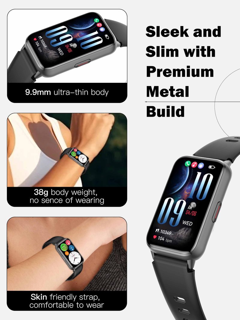 KPEP AMOLED Fitness Watches for Women Men with Stress Blood Oxygen Heart Rate Monitor Sleep Tracking 110+ Sport Modes Fitness Tracker Watch Calorie Counter Step Tracker IP68 Waterproof for Andriod iOS