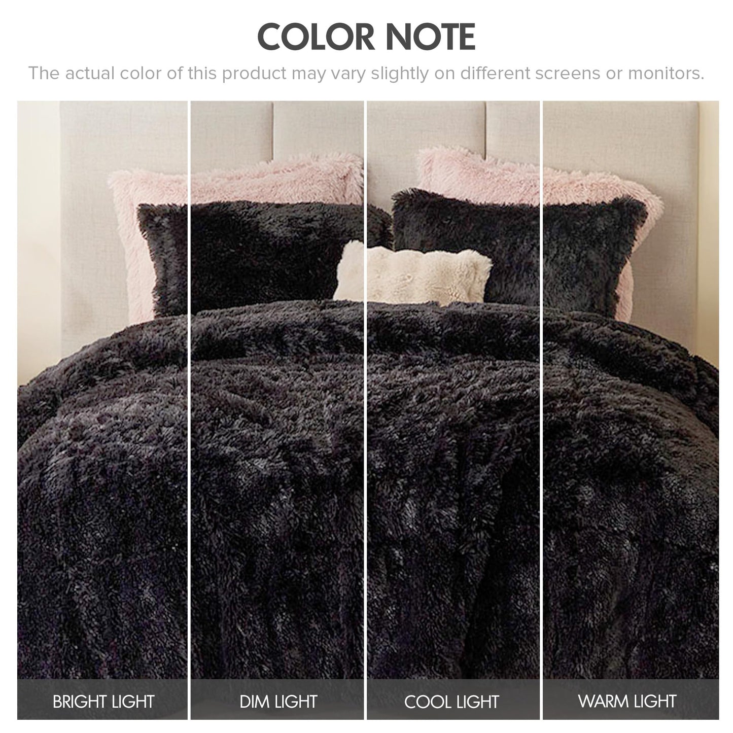 Intelligent Design Malea Shaggy Comforter Set, Long Faux Fur Cozy Down Alternative, Modern Casual Ultra Soft All Season Fluffy Bedding with Matching Sham,Twin/Twin XL, Black 2 Piece