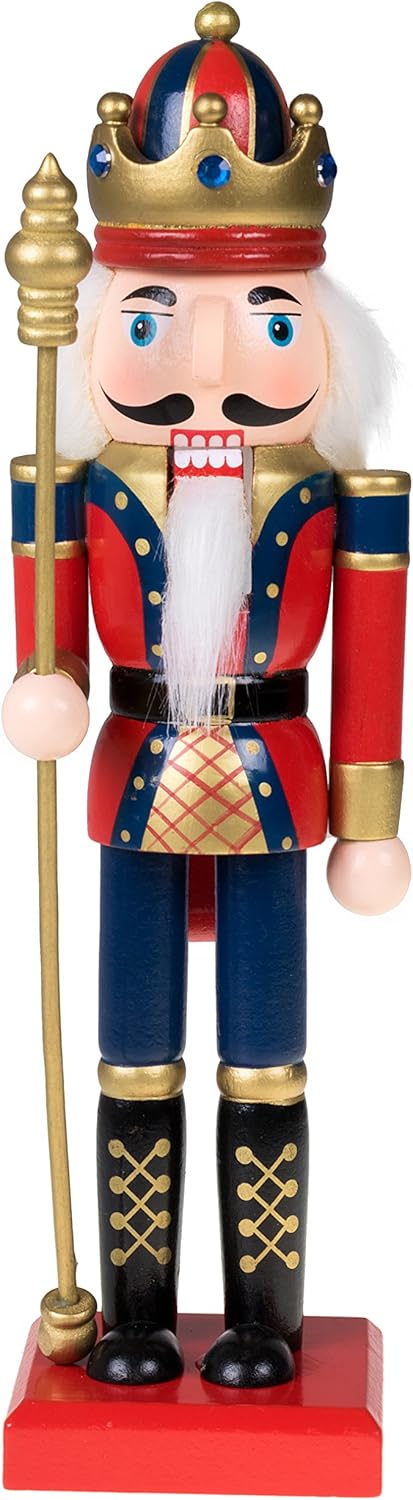 Red Prince 12-Inch Wooden Nutcracker - Festive Christmas Décor for Shelves & Tables