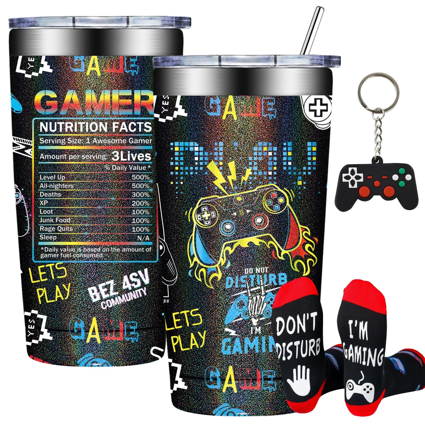 DOEARTE Gamer Gifts - Gifts for Gamers Men - Gaming Gifts for Men, Teenage, Teen Boys, Boyfriend - Birthday Christmas Gift Set for Gamer - 20oz Gaming Tumbler