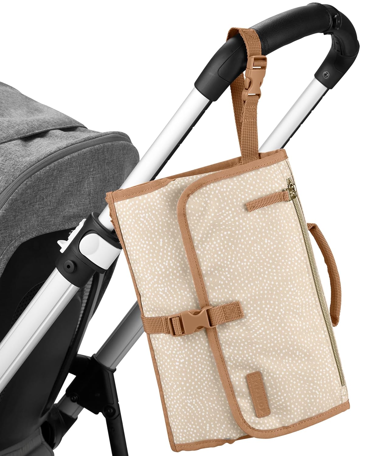 Skip Hop Portable Baby Changing Pad - Pronto Design in Beige Swirl Dot for On-the-Go Convenience