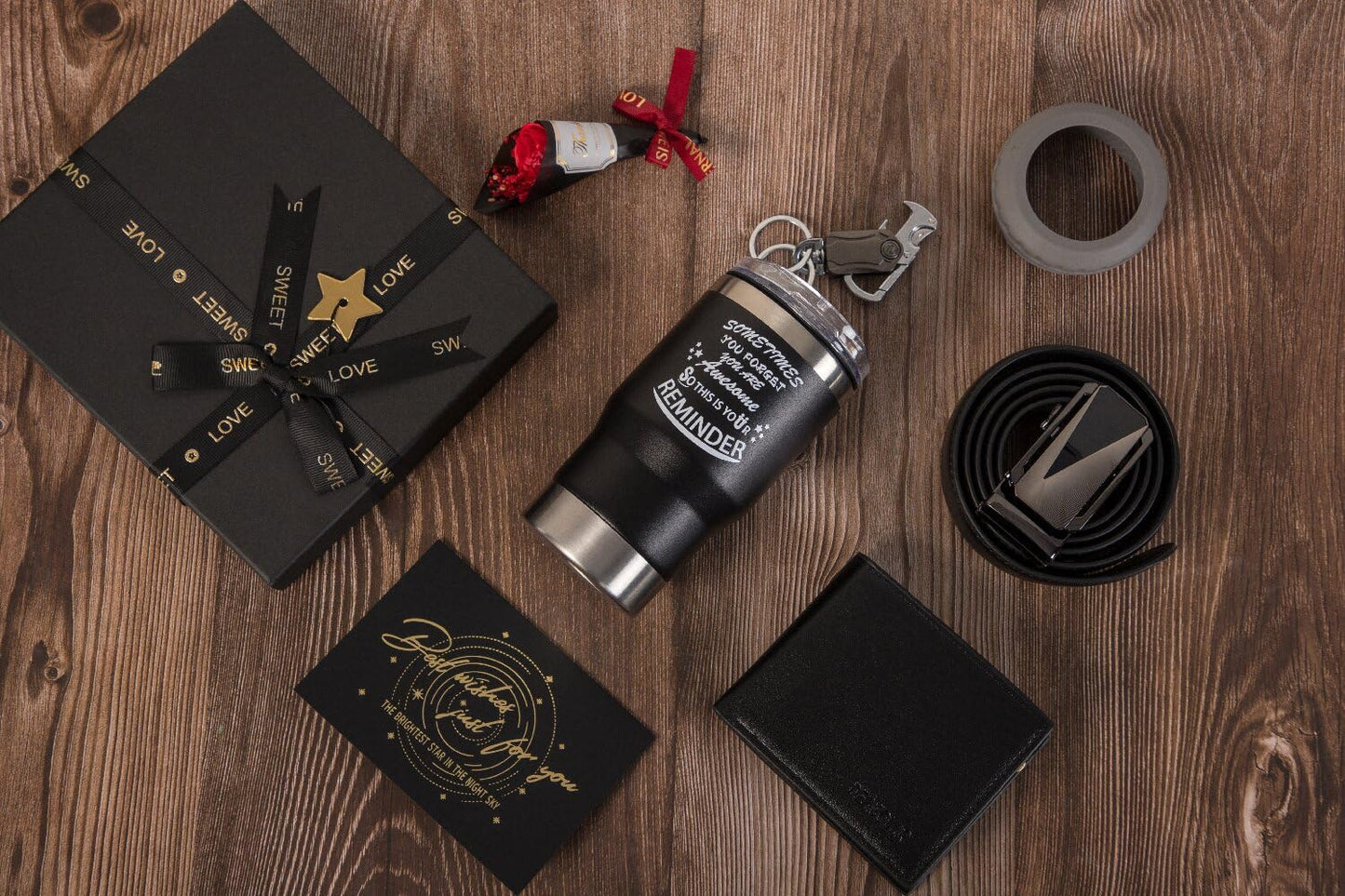 Birthday Gifts for Men Who Have Everything, Premium Gift Baskets for Men, Birthday Gift Basket for Him, Ideal Gifts for Dad, Boyfriend, Husband, Brother, Manual, Black