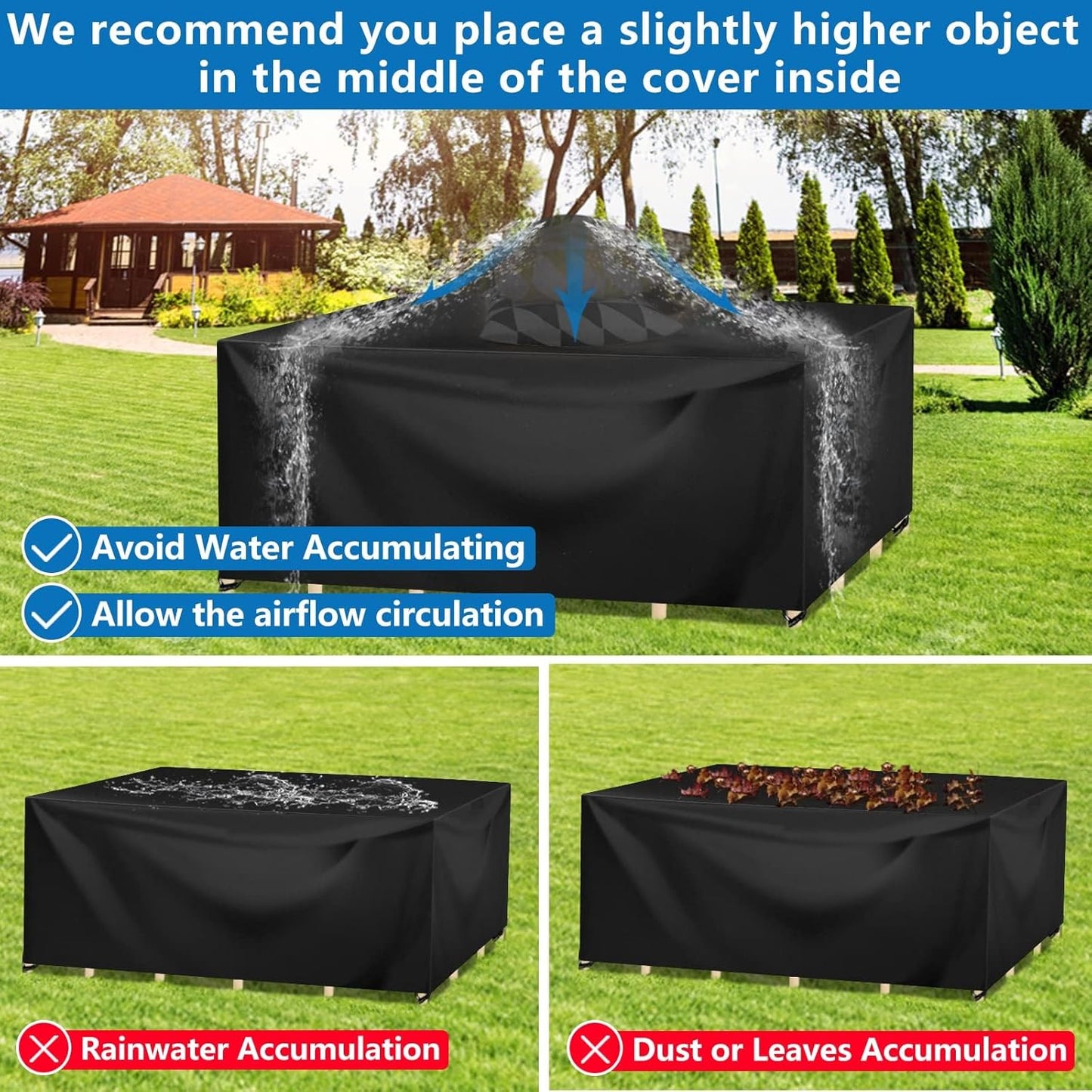 Wanocean Waterproof Patio Furniture Cover - 55" Outdoor Table & Chair Protector with Storage Bag