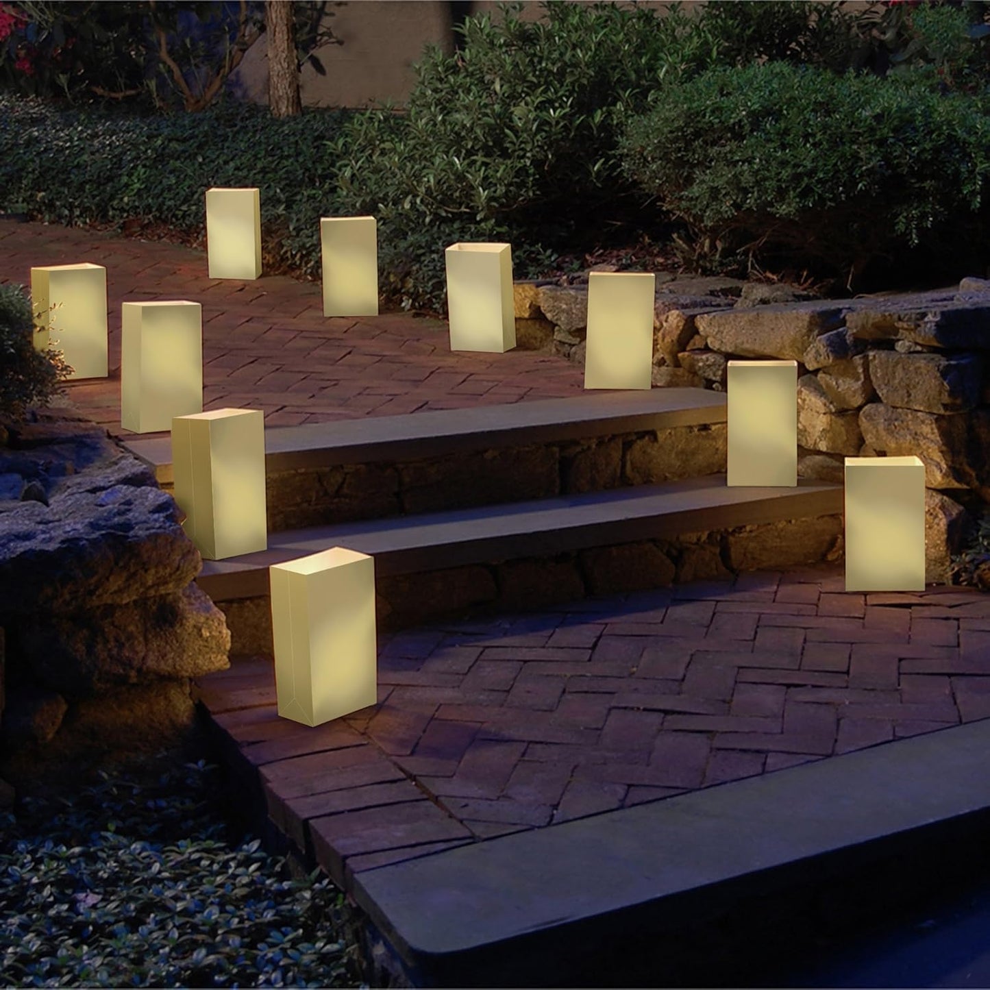Gold LumaBase Paper Luminaria Bags - Set of 24 for Outdoor Decor