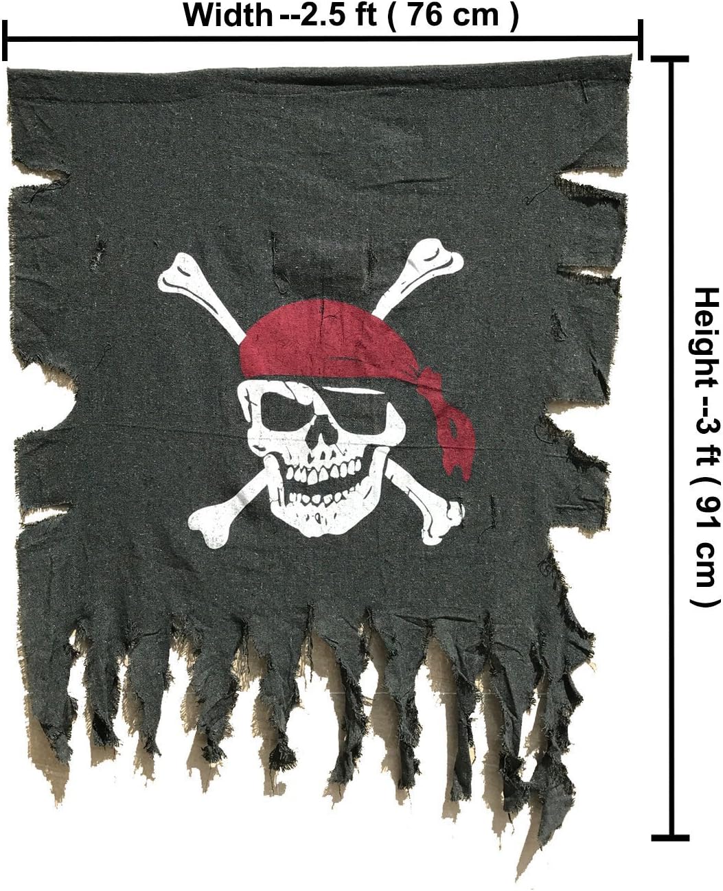Large 3ft x 2.5ft Retro Pirate Flag - 2pcs Weathered Linen for Halloween & Kids Room Décor