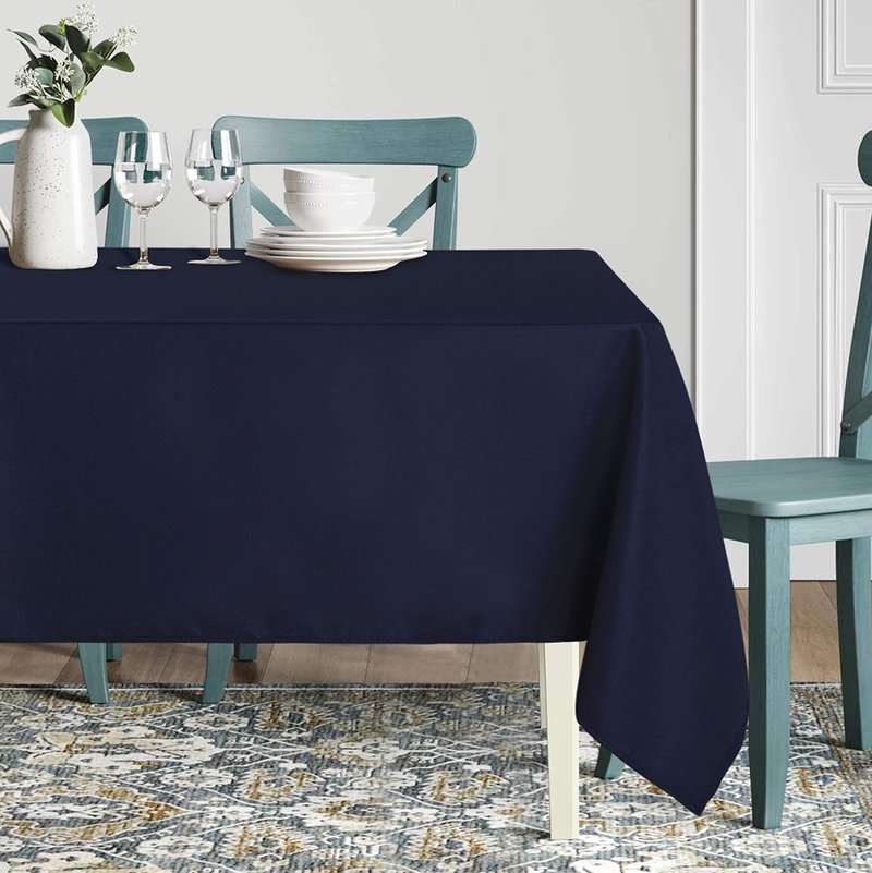 sancua Rectangle Tablecloth - 60 x 102 Inch - Stain and Wrinkle Resistant Washable Polyester Table Cloth, Decorative Fabric Table Cover for Dining Tables, Buffet Parties and Camping, Navy