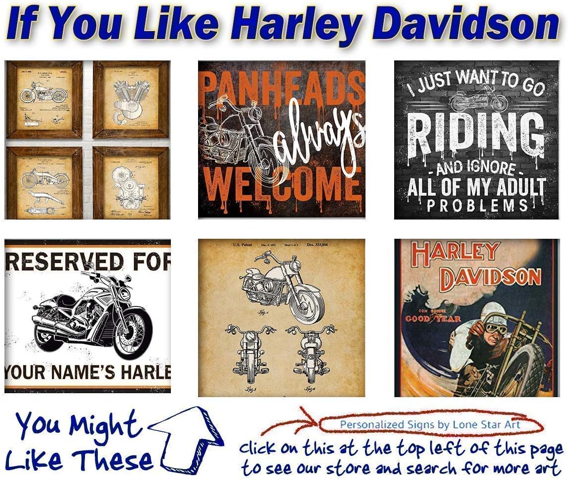 Harley Davidson Motorcycle Patent Wall Art Prints - Set of 4 Unframed 8x10 Posters for Home Decor & Gifts