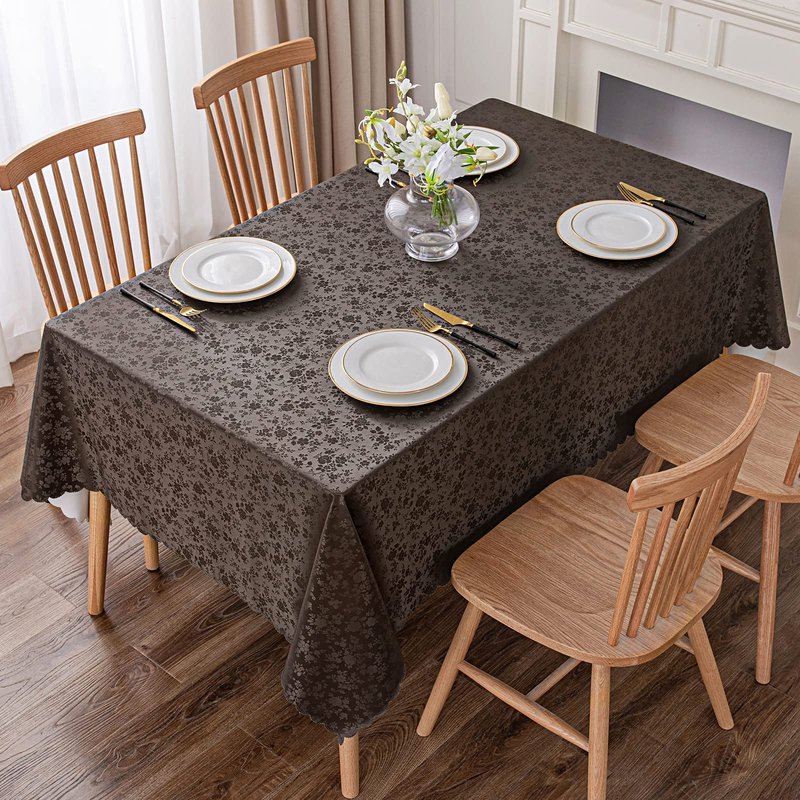 smiry Waterproof Vinyl Tablecloth, Rectangle Heavy Duty Table Cloth, Wipeable Table Cover for Kitchen and Dining Room (Coffee 1, 60X102 Inch)