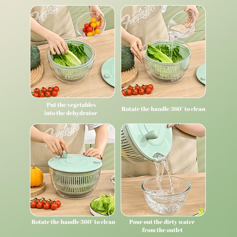 Multi-Use Large Salad Spinner,Mandoline Vegetable Fruits Wash Bowl with 5 Blade Slicer with Dicer,Pasta Fries Spin Dryer,Egg Yolk66