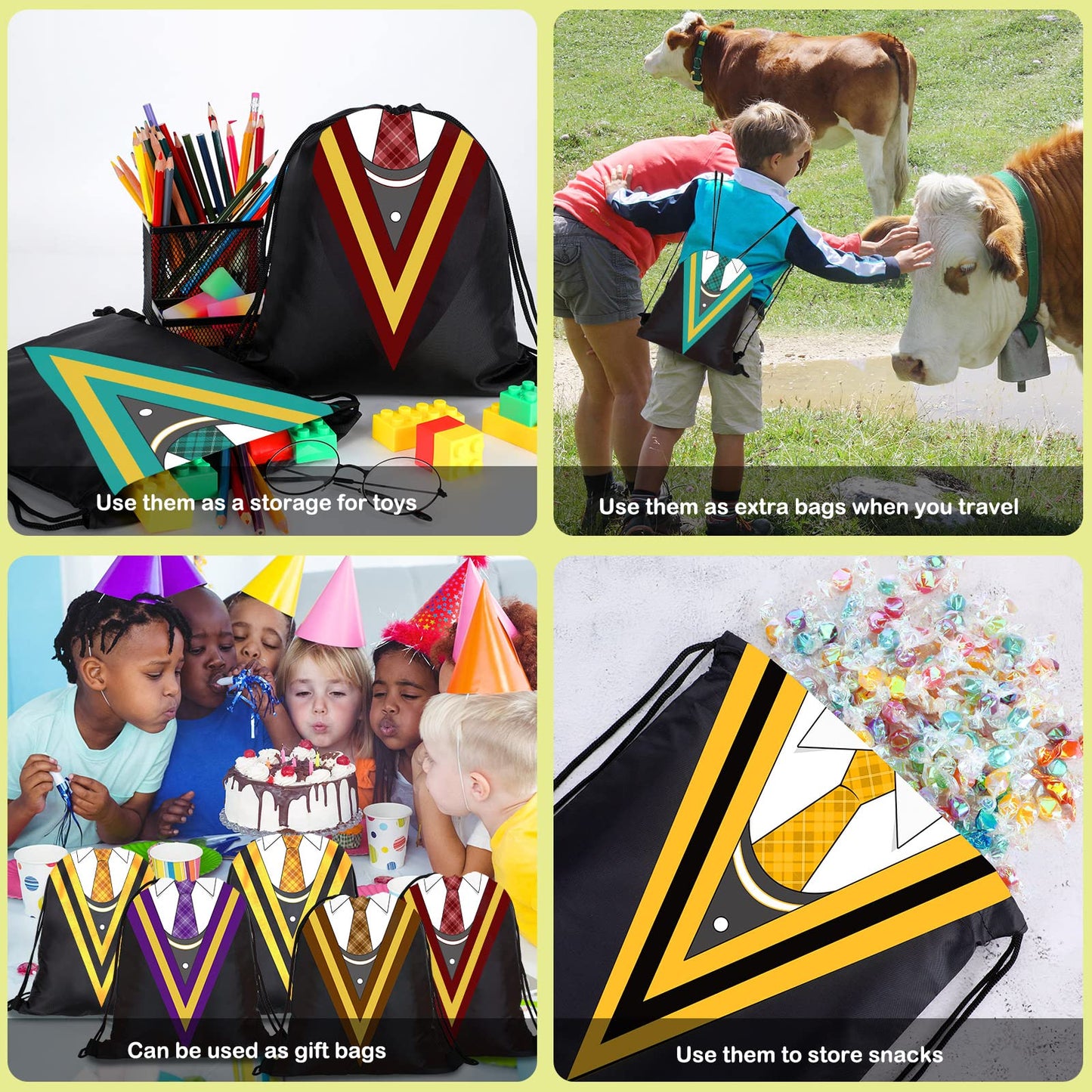 Lothee 30 Pieces Magical Wizard Party Drawstring Backpack Bags for Kids Birthday Goodies Favors Children Birthday Party Supplies Dress up Novelty Decoration(Stylish Style)