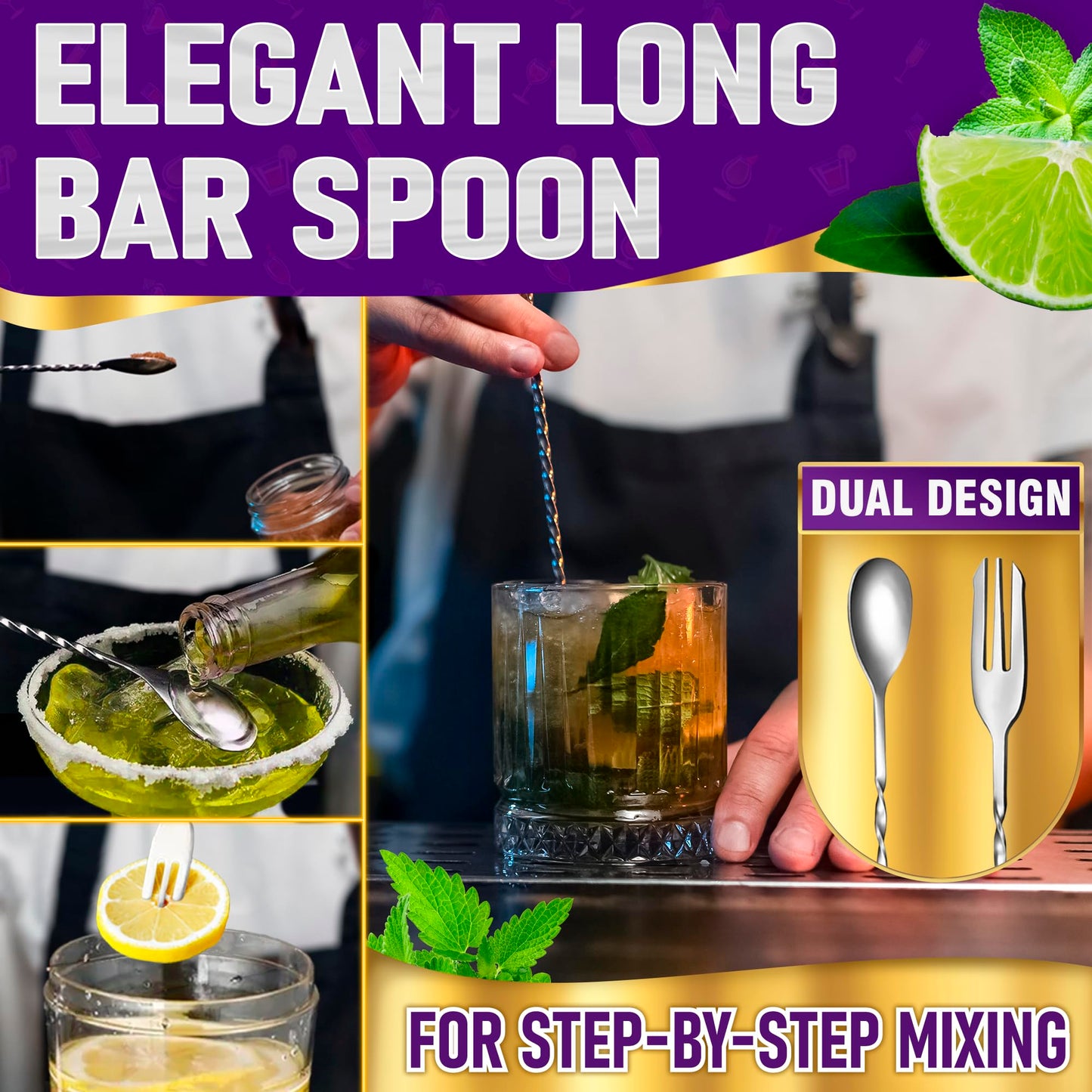 3 Pcs Muddler for Cocktails Set - Bar Muddler Tool with Sturdy Head, Versatile Cocktail Spoon & Jigger, Easy to Use & Clean, Stylish Rust-Resistant Stirring Tool - Bar Tools for Drinks Mixing