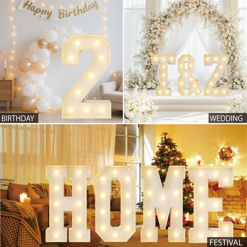 HXWEIYE Big Light Up Letters M,3FT Large Marquee Letters with lights, Mosaic Balloon Frame, Giant Baby Letter for baby shower Birthday Graduation Engagement Party Wedding Christmas Decor (Warm White)