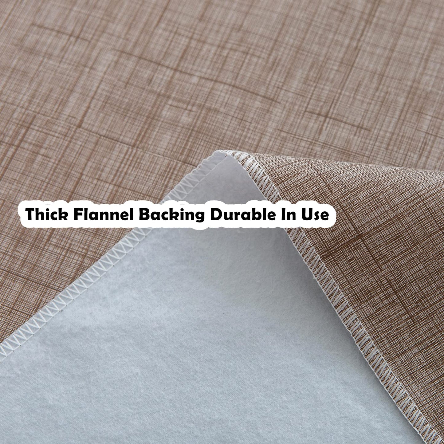 Pioggia Vinyl Tablecloth with Flannel Backing Rectangle Waterproof Oil-Proof Plastic Table Cloth Wipeable PVC Table Cover for Indoor and Outdoor (Linen, 60 x 102 Inch)