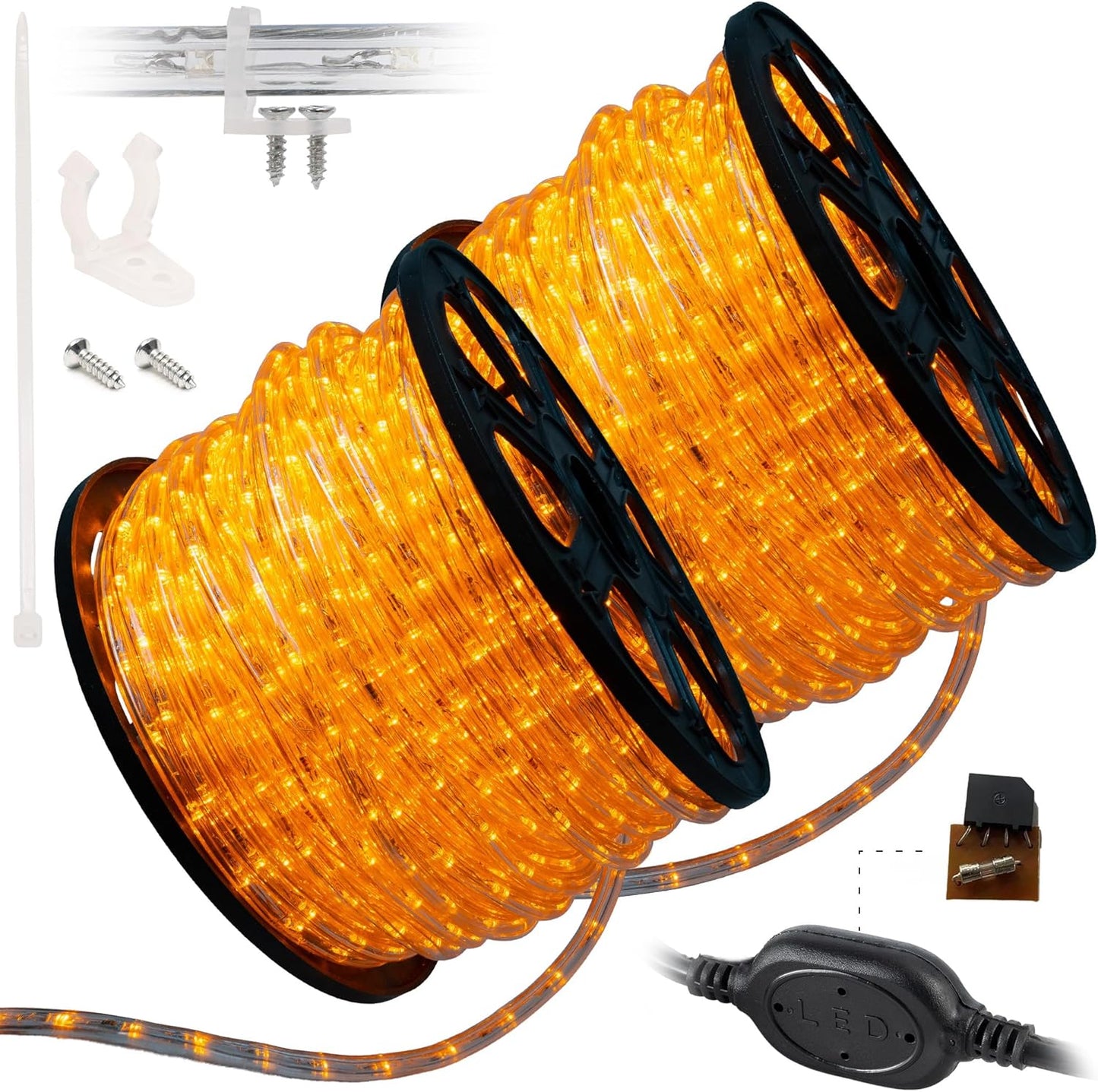 10ft Waterproof LED Rope Lights - 108 LEDs, Connectable Outdoor Christmas Decor