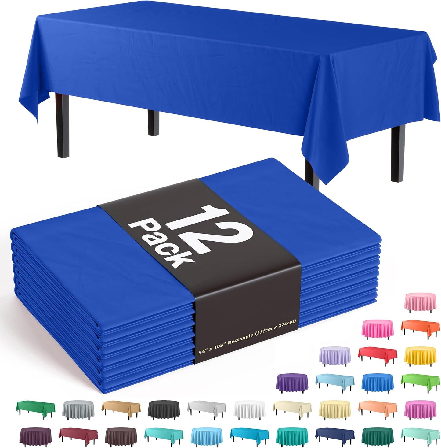 Ivory 84-Inch Round Tablecloth - 12-Pack Premium Plastic Party Supplies