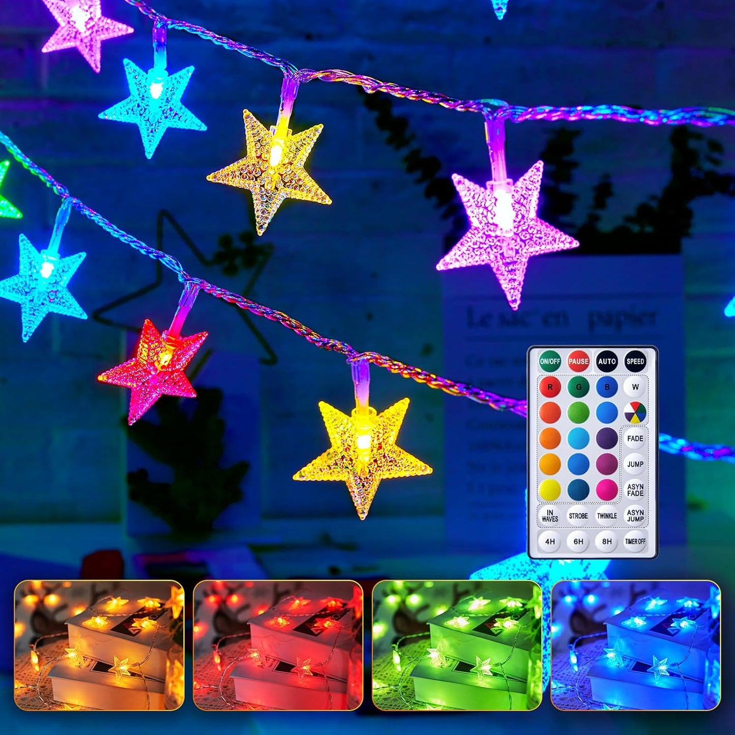 200 LED Fairy Lights with Remote & Timer - 16.4Ft Silver Wire Twinkle Lights for Indoor Christmas, Wedding & Party Decor