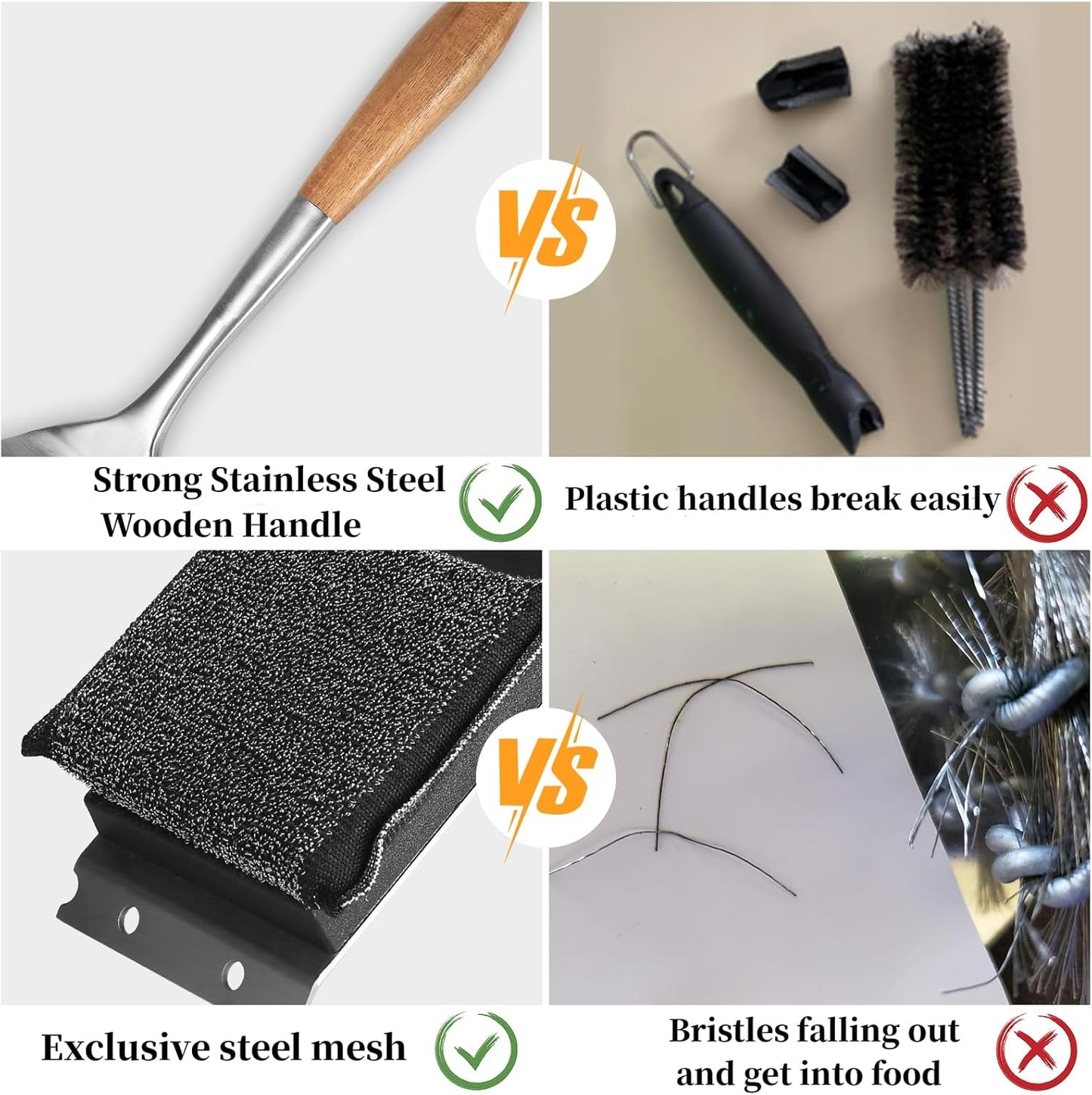XUDAKAIXIN Bristle-Free Grill Brush - Ultra Safe & Efficient Cleaner for Cast Iron & Stainless Steel Grills | Perfect Gift for Men & Dads