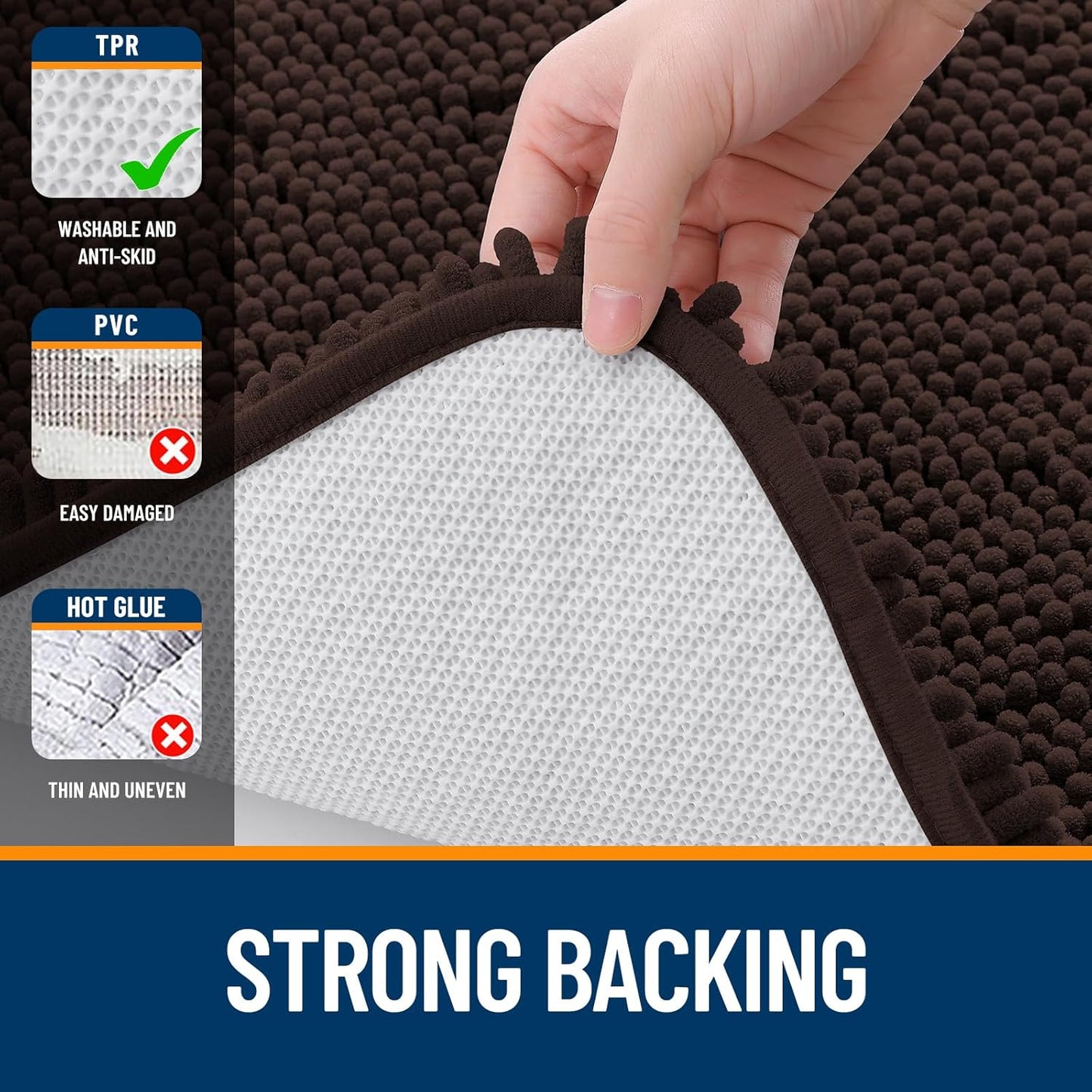 OLANLY Bathroom Rugs - Extra Soft Chenille Bath Mats | Quick Dry, Machine Washable, 36x24, Brown