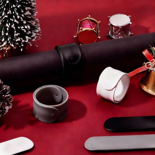 Charniol Wrapping Paper Roll Holder - 12-Piece Silicone Covered Metal Strips | 1 x 9 Inch Stabilizer in Black, White, Gray