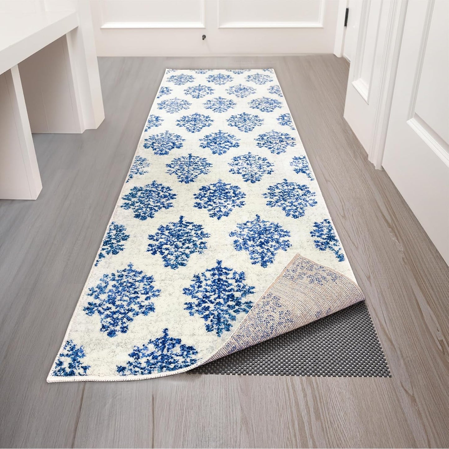 Veken Non-Slip Runner Rug Pad - Thick 2x10 Ft Gripper for Hardwood & Tile Floors - Dark Grey Anti-Skid Mat