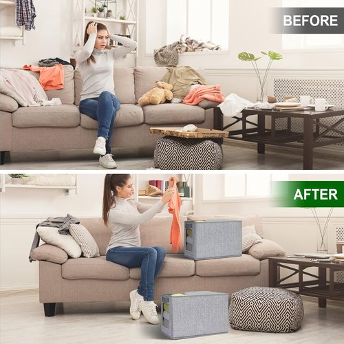 Homsorout Storage Bins - 11-Inch Fabric Cubes with Window | 3-Pack Linen Closet Organizers for Home & Office