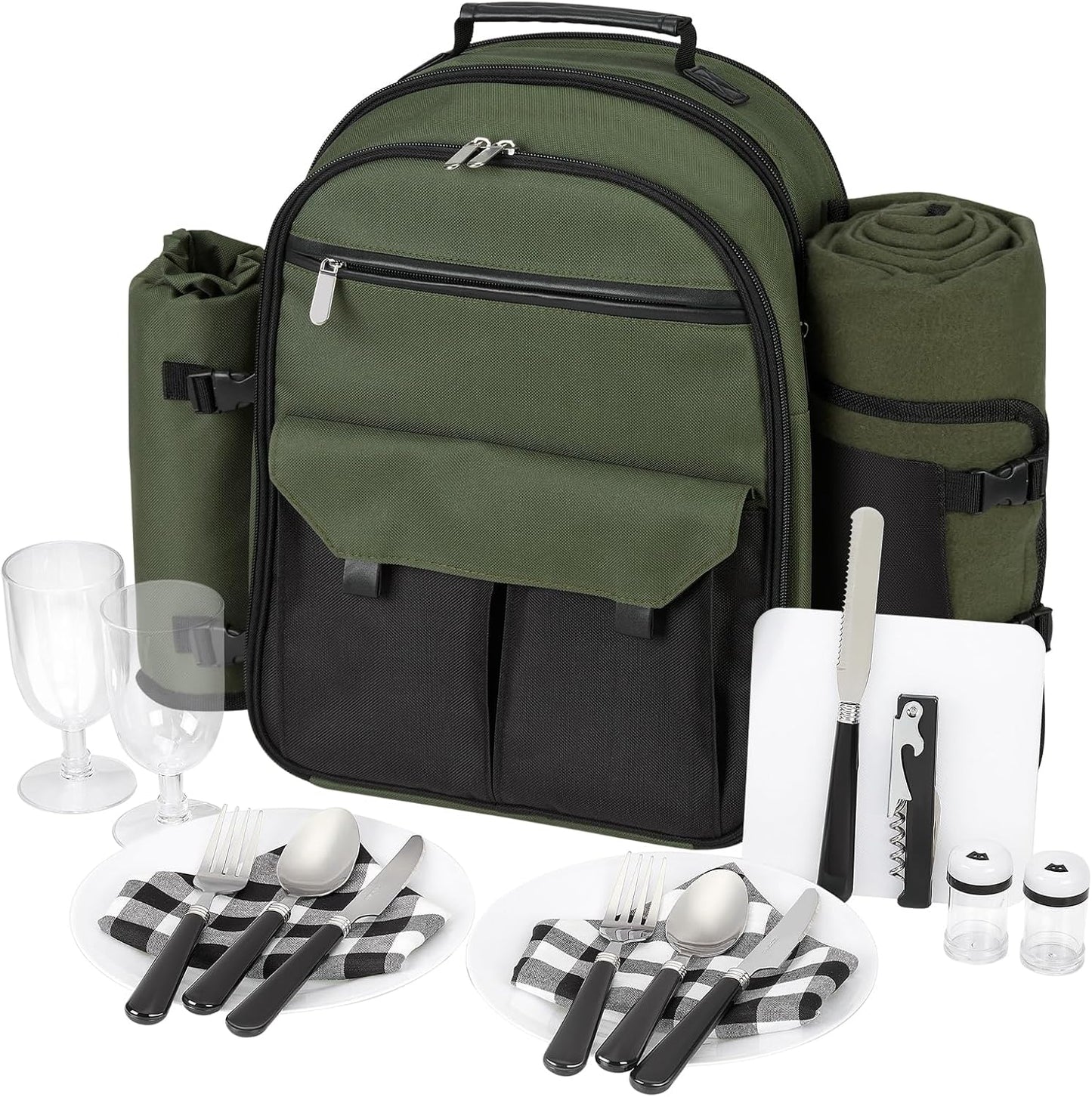 Couple Gifts 22L Picnic Basket Set, Grey Insulated Picnic Backpack for 2, Leak Proof Cooler Camping Gifts, Cool Bridal Shower Gifts Anniversary Engagement Wedding Gifts for Couples, Mr and Mrs Gifts