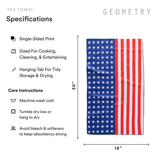 GEOMETRY Kitchen Towels - Quick Dry, Absorbent Microfiber Dish Towels for 4th of July, Memorial Day, Veterans Day, and Holiday Decor - Red, White, and Blue- Star Spangled