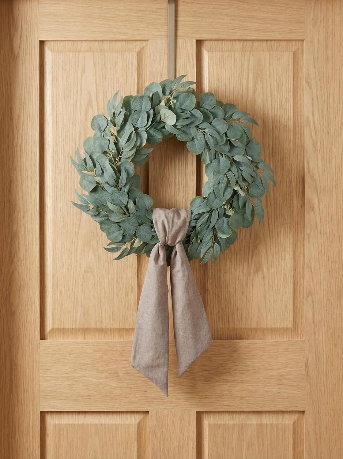 YKW Brown Wreath Sash - 55"x5" Linen Look Blank Ribbon for DIY Embroidery & Monogram Decor