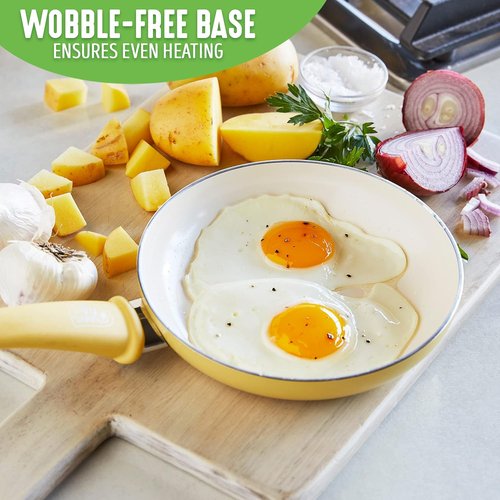 GreenLife Nonstick Frying Pan - 8" Ceramic Skillet, PFAS-Free, Dishwasher & Oven Safe, Yellow