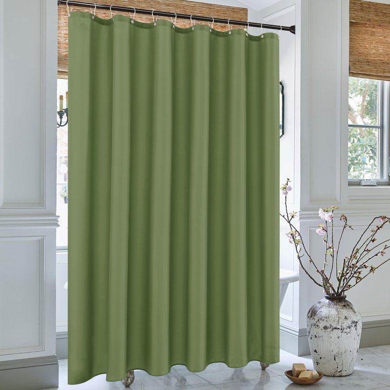 Biscaynebay Hotel Quality Fabric Shower Curtain Liners 72 Inch by 72 Inch, Sage Water Resistant Bathroom Curtains Rust Resistant Grommets & Weighted Bottom Hem Machine Washable
