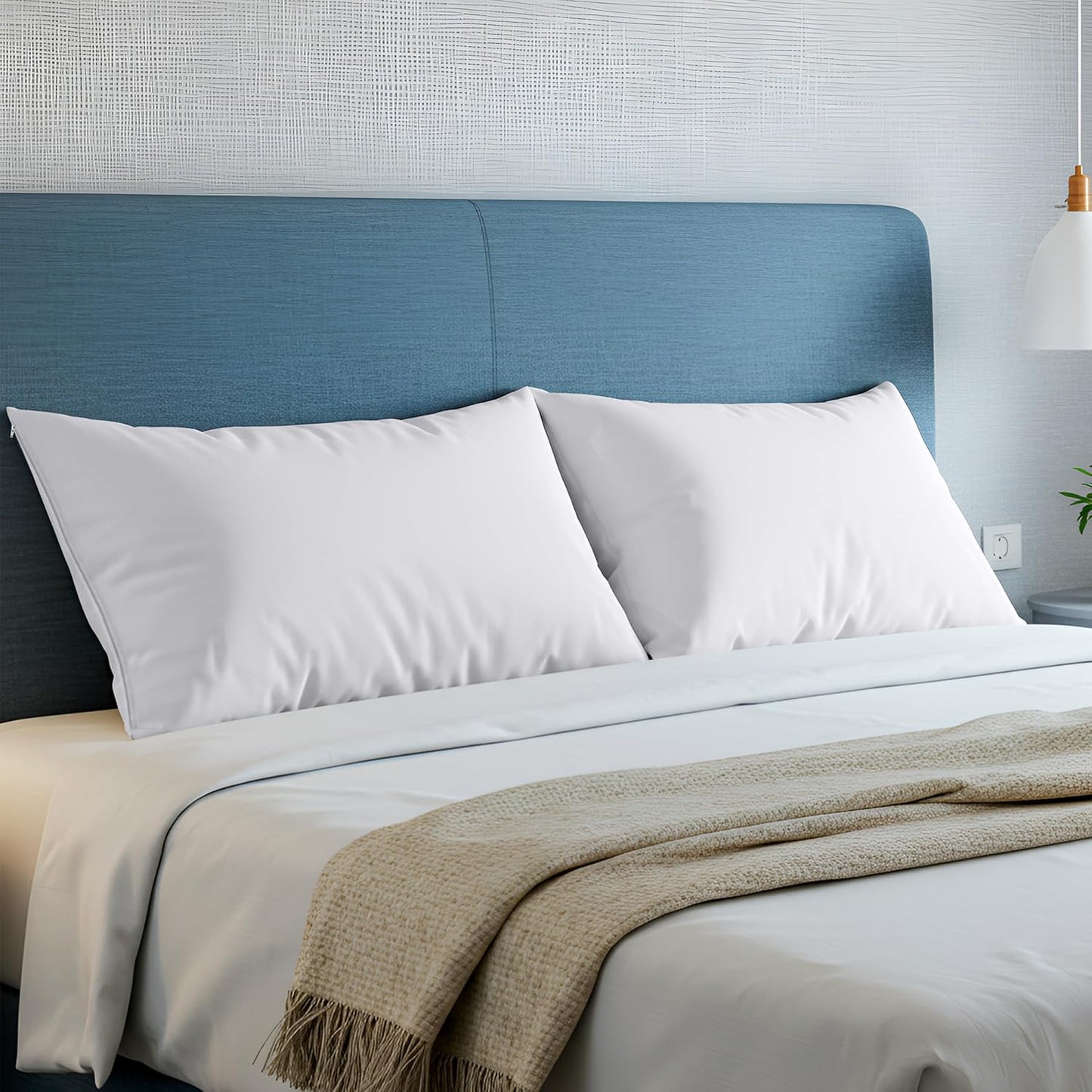 Utopia Bedding Pillow Protectors - Set of 4 Zippered Standard Size, Waterproof & Dust Mite Proof (White)