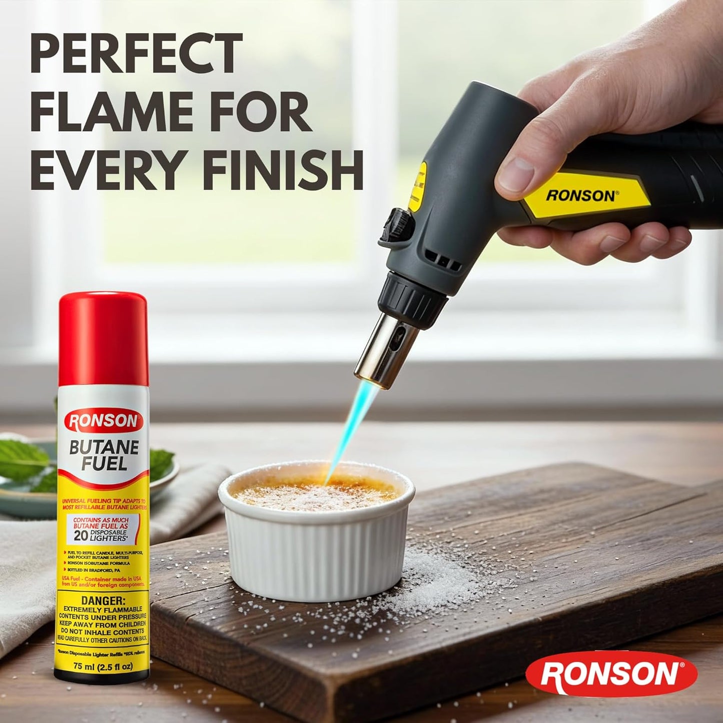Ronson Butane Fuel Refill 75ml - Clean Burning Universal Lighter Fluid for Torch & Kitchen Use - Pack of 2