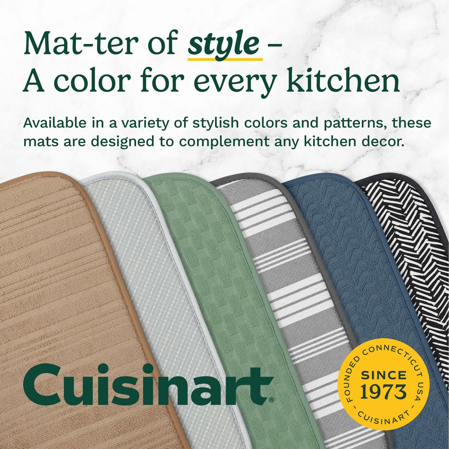Cuisinart Dish Drying Mats for Kitchen Counter - (2) 18" x 24" Ultra Absorbent Dish Drying Mat XL - Foldable, Machine Washable, Fast Drying Dish Mat (Cascading Check)