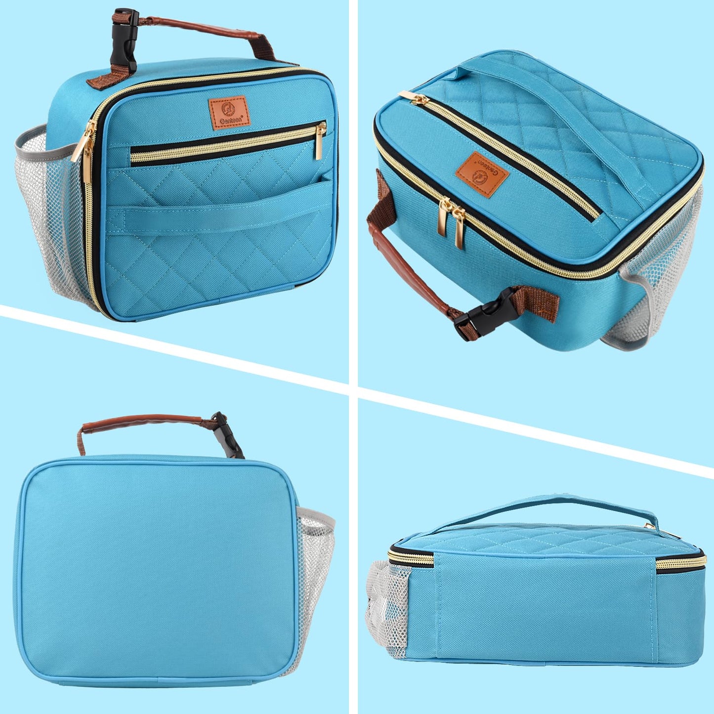 Genteen Lunch Box for Kids, Boys - Insulated Small LunchBox Reusable, Zip Closure & Buckle Handle, Portable Cooler for Work, School, Travel (Light Green)