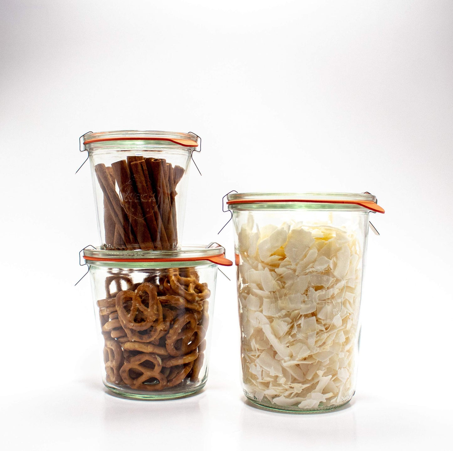 Weck Einmachgläser 742-19 6 fl. oz Weck Formgläser aus transparentem Glas – Umweltfreundliches Einmachglas – Frischhaltedosen mit Deckel luftdicht – 1/2 Liter Gläser Set – 4 Stück Gläser mit Deckel