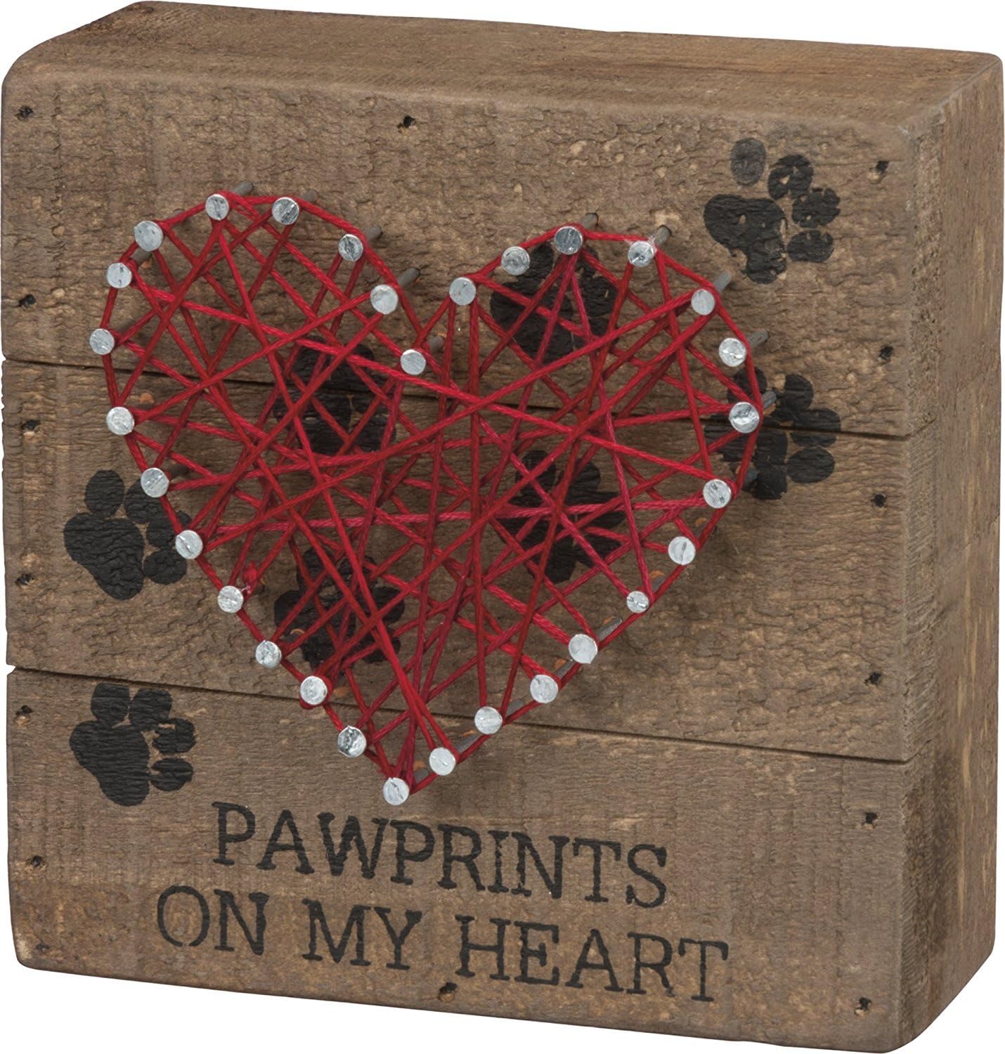Family Tied Together Distressed Wood Sign - Hand-Strung Heart Wall Art & Desk Decor