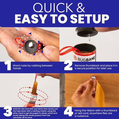 Fly Strips Indoor Sticky Fly Trap - Non-Toxic 24-Pack with Pins for Home & Outdoor Use