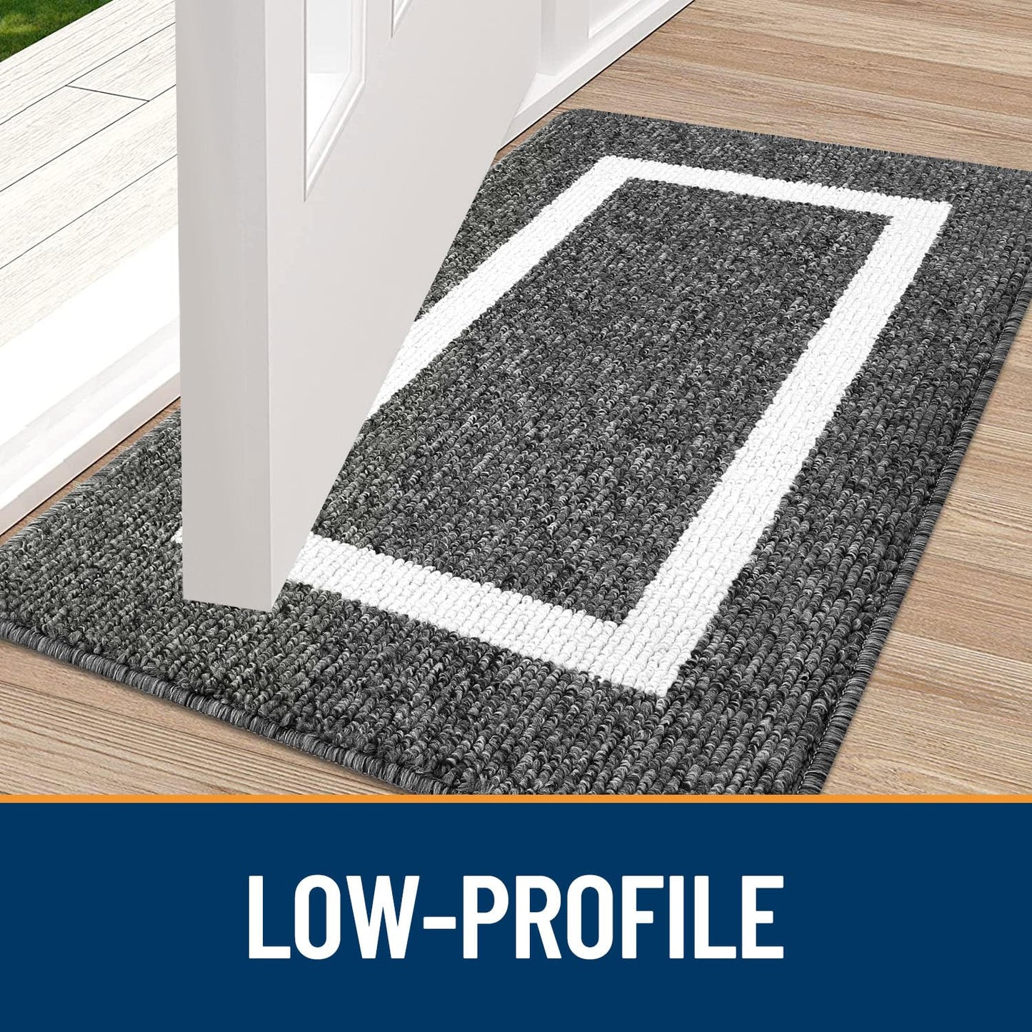OLANLY Indoor Door Mat, 36x24, Non-Slip Absorbent Resist Dirt Entrance Mat, Washable Low-Profile Inside Entry Doormats for Entryway, Black