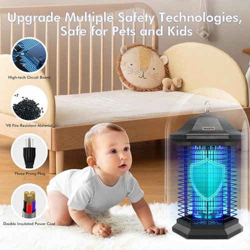 AMUFER Bug Zapper | 18W Mosquito Repellent with 4400V Grid | 1/2 Acre Coverage for Patio & Backyard