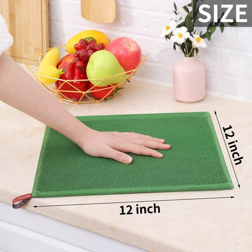 Homaxy 100% Cotton Waffle Weave Kitchen Dish Cloths, Ultra Soft Absorbent Quick Drying Dish Towels, 12 x 12 Inches, 8-Pack, Grass Green