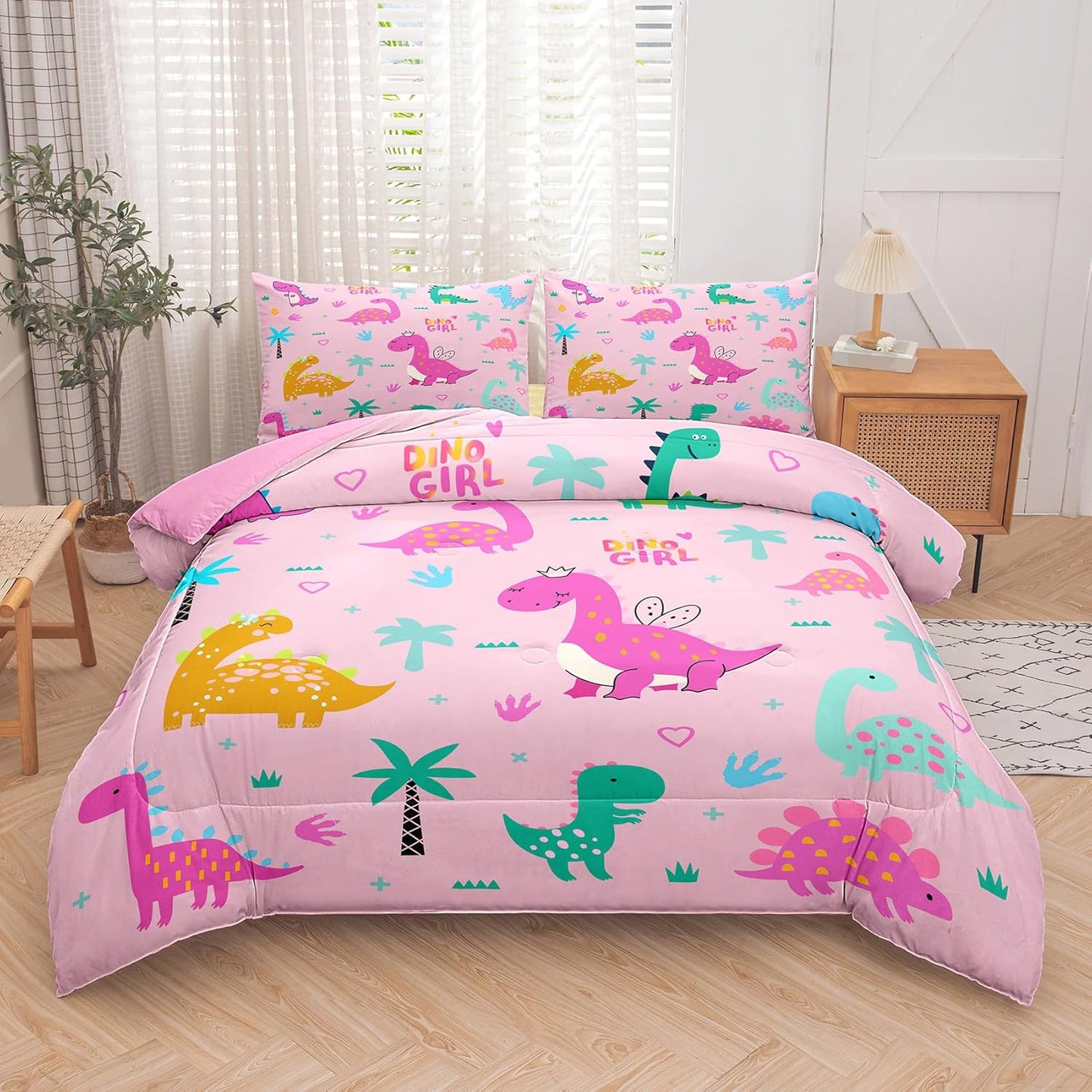 Peopleareok Unicorn Full Comforter Set for Girls Kids, Cute Pink Purple Unicorn Print Bedding Set Full, 5-Piece Bed in a Bag, Kids Cartoon Kawaii Comforter with Sheet Set